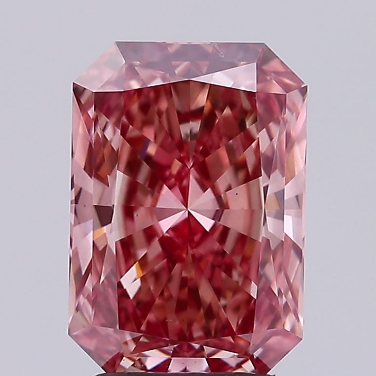 2.56 carat fancy vivid brown pink radiant lab grown diamond VS2 clarity