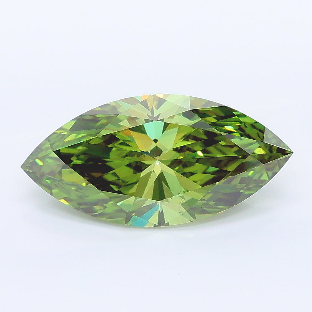 2.52 carat fancy vivid green marquise lab grown diamond VS2 clarity