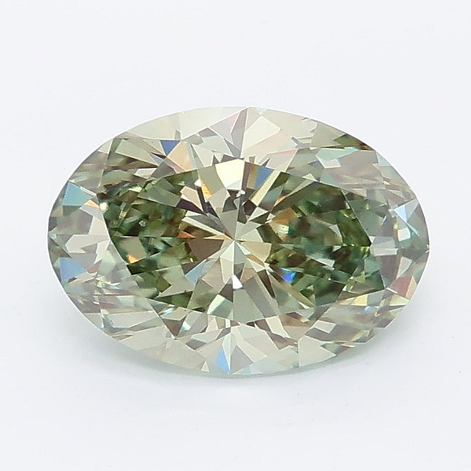 1.51 carat fancy green oval lab grown diamond VS1 clarity