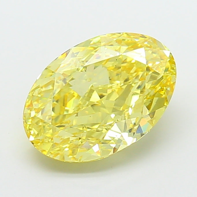 5.01 carat fancy intense yellow oval lab grown diamond VS2 clarity