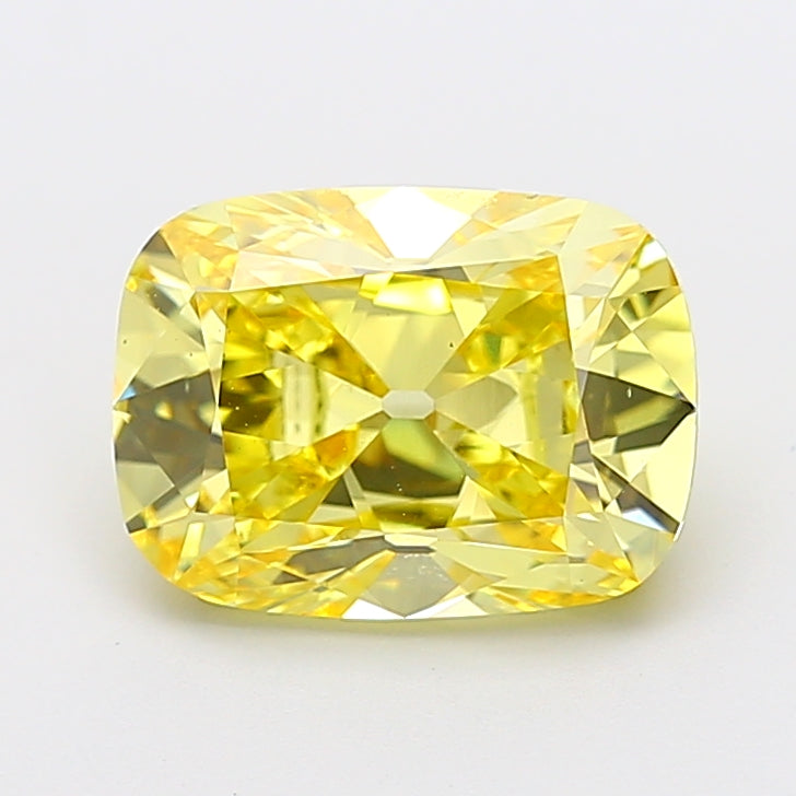 4.00 carat fancy vivid yellow old mine cushion lab grown diamond VS2 clarity