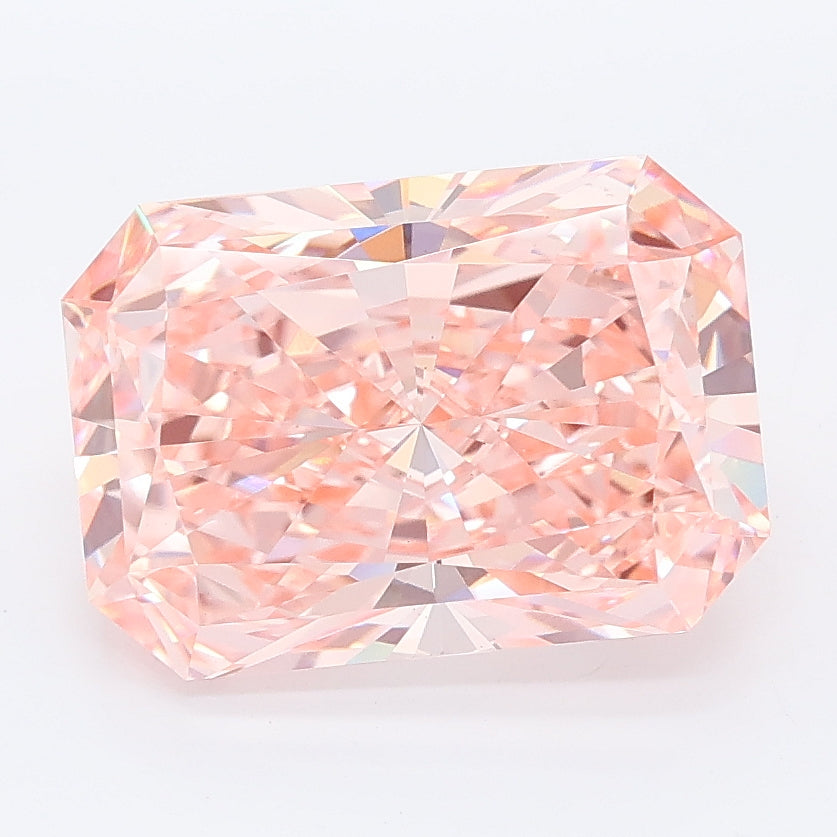 3.85 carat fancy vivid pink radiant lab grown diamond VS1 clarity