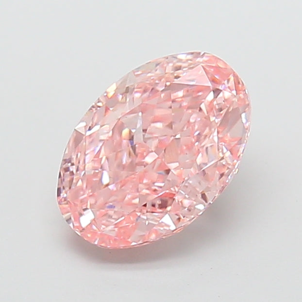 3.01 carat fancy vivid pink oval lab grown diamond VS1 clarity