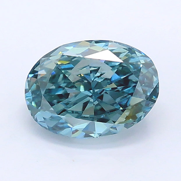 1.07 carat fancy intense greenish blue oval lab grown diamond VS1 clarity
