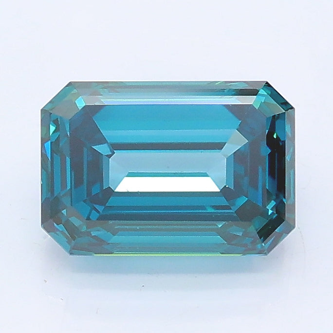 2.01 carat fancy vivid greenish blue emerald lab grown diamond VS1 clarity
