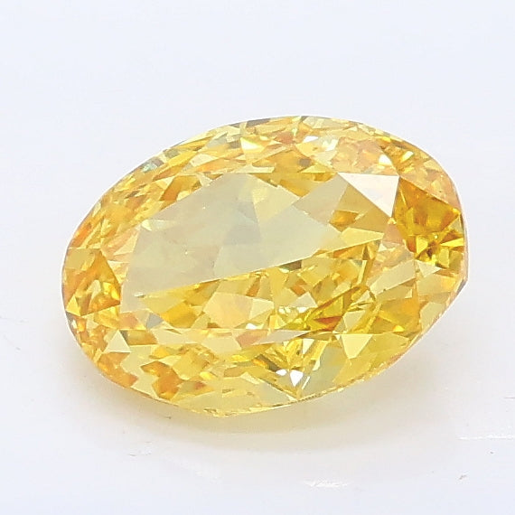 1.05 carat fancy intense yellow oval lab grown diamond VS2 clarity