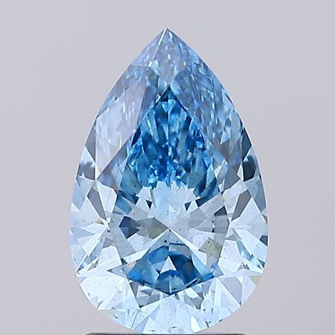 1.80 carat fancy vivid blue pear lab grown diamond SI1 clarity
