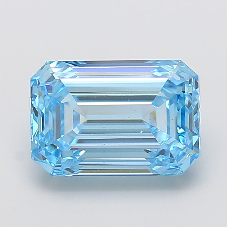 5.01 carat fancy vivid blue emerald lab grown diamond VS1 clarity