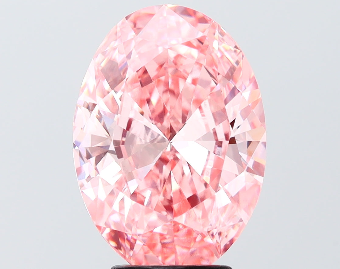 4.01 carat fancy vivid pink oval lab grown diamond VS1 clarity