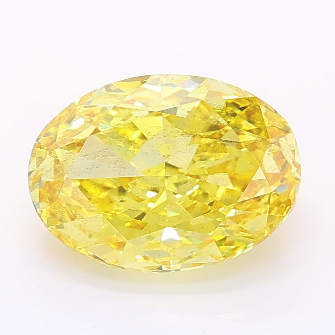 1.86 carat fancy vivid yellow oval lab grown diamond SI1 clarity