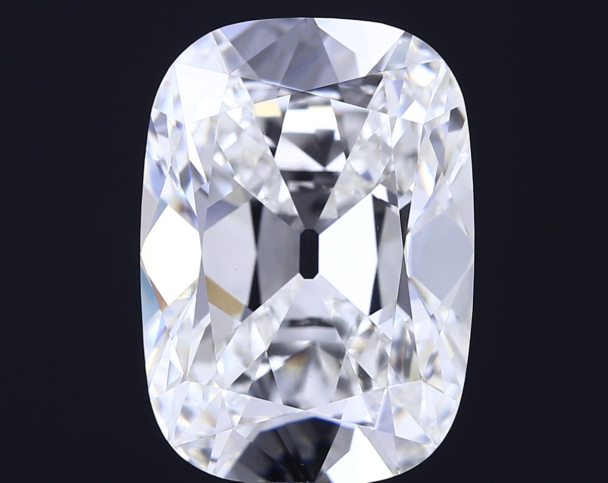 15.20 carat old mine cushion lab grown diamond F color VVS2 clarity