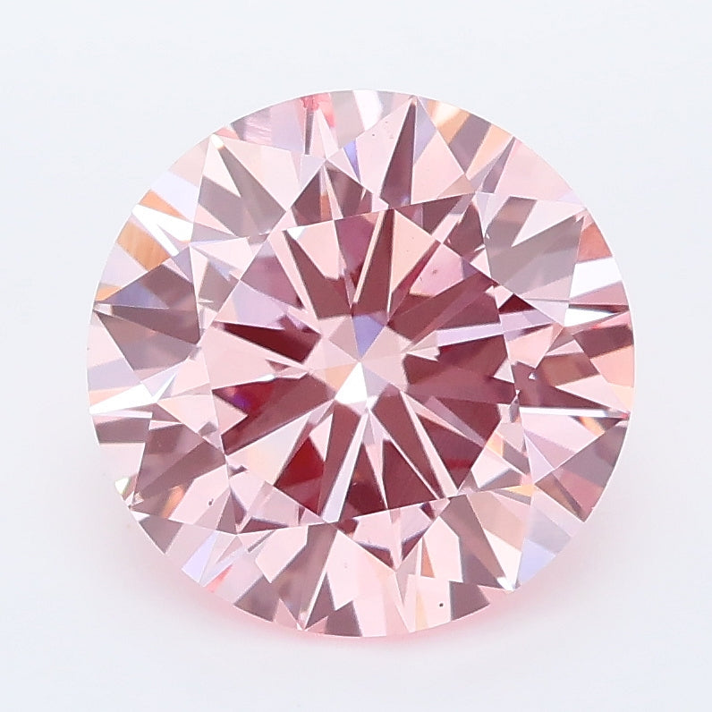 3.02 carat fancy intense pink round lab grown diamond VS2 clarity