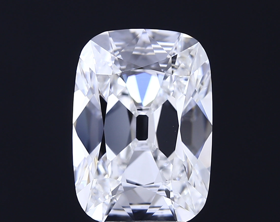 6.06 carat old mine cushion lab grown diamond E color VVS2 clarity