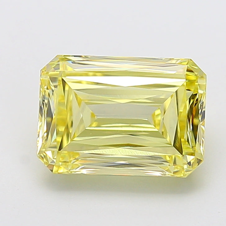 5.01 carat fancy yellow radiant lab grown diamond VVS2 clarity