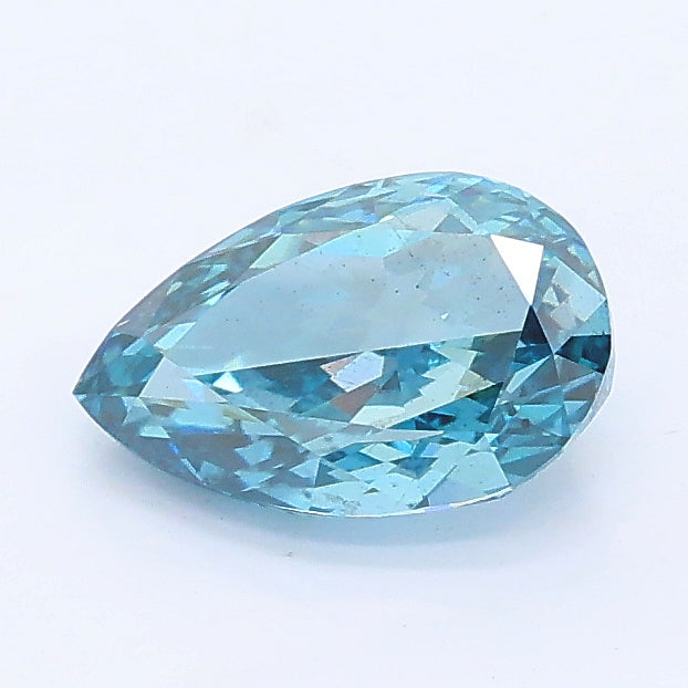 1.04 carat fancy vivid greenish blue pear lab grown diamond SI1 clarity