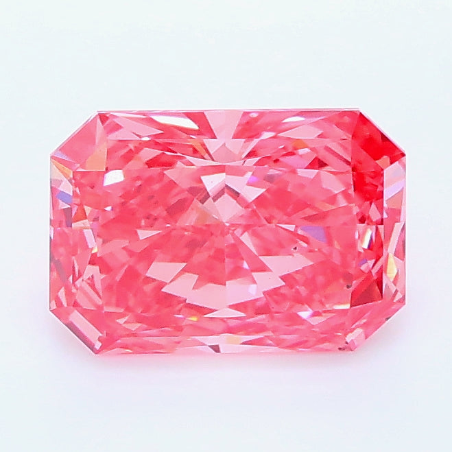 1.28 carat fancy vivid pink radiant lab grown diamond VS2 clarity