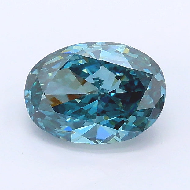 1.08 carat fancy intense green blue oval lab grown diamond VS1 clarity