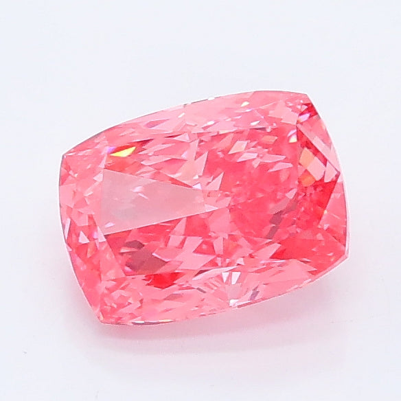 1.08 carat fancy vivid pink cushion lab grown diamond VVS2 clarity