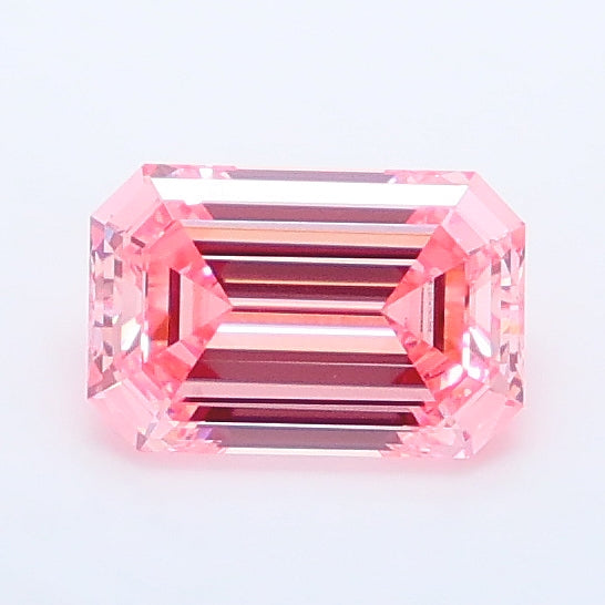 0.91 carat fancy vivid pink emerald lab grown diamond VVS2 clarity