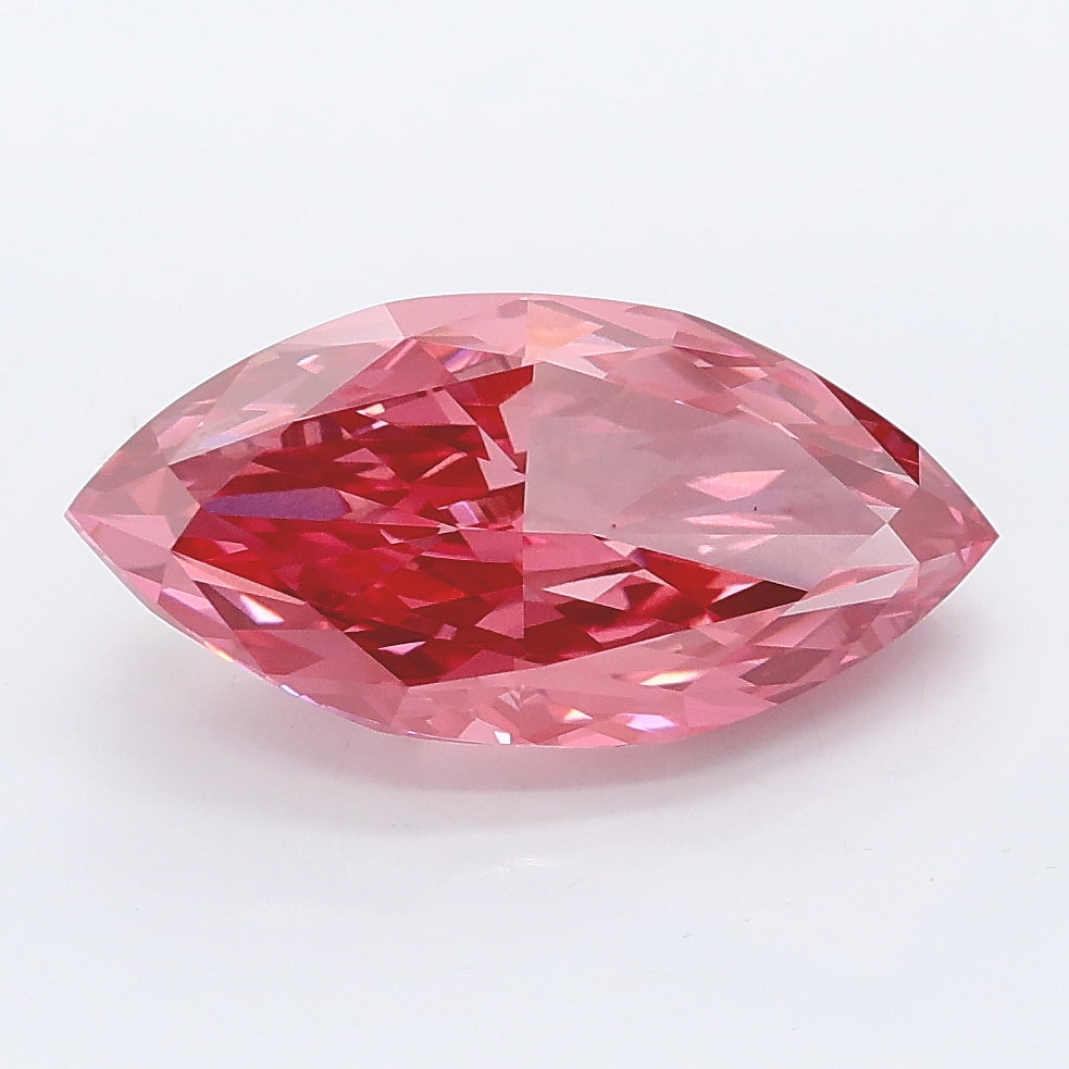 3.26 carat fancy vivid pink marquise lab grown diamond VS1 clarity