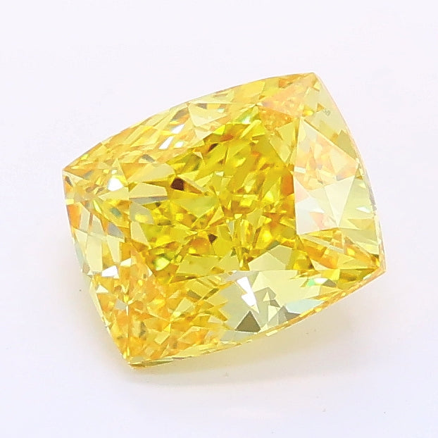 1.36 carat fancy vivid yellow cushion lab grown diamond VVS2 clarity