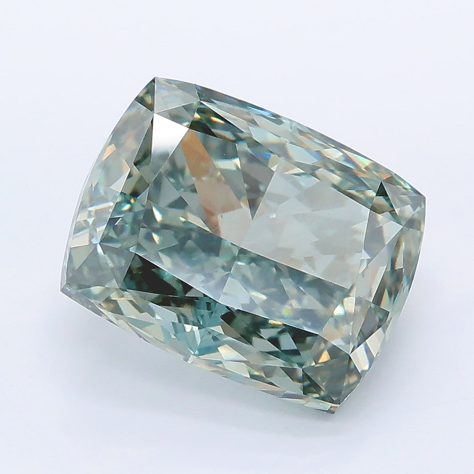 5.02 carat fancy intense green cushion lab grown diamond VS2 clarity