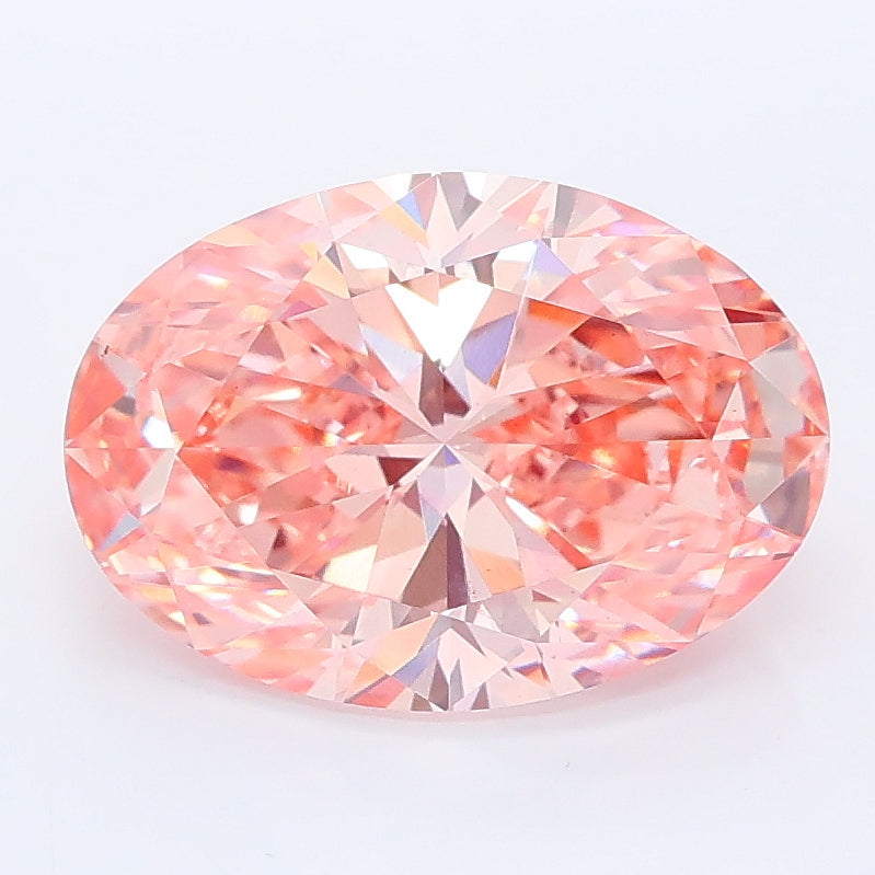 3.01 carat fancy vivid pink oval lab grown diamond VS1 clarity