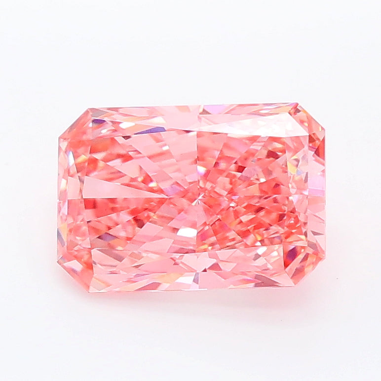 1.50 carat fancy vivid pink radiant lab grown diamond VS1 clarity