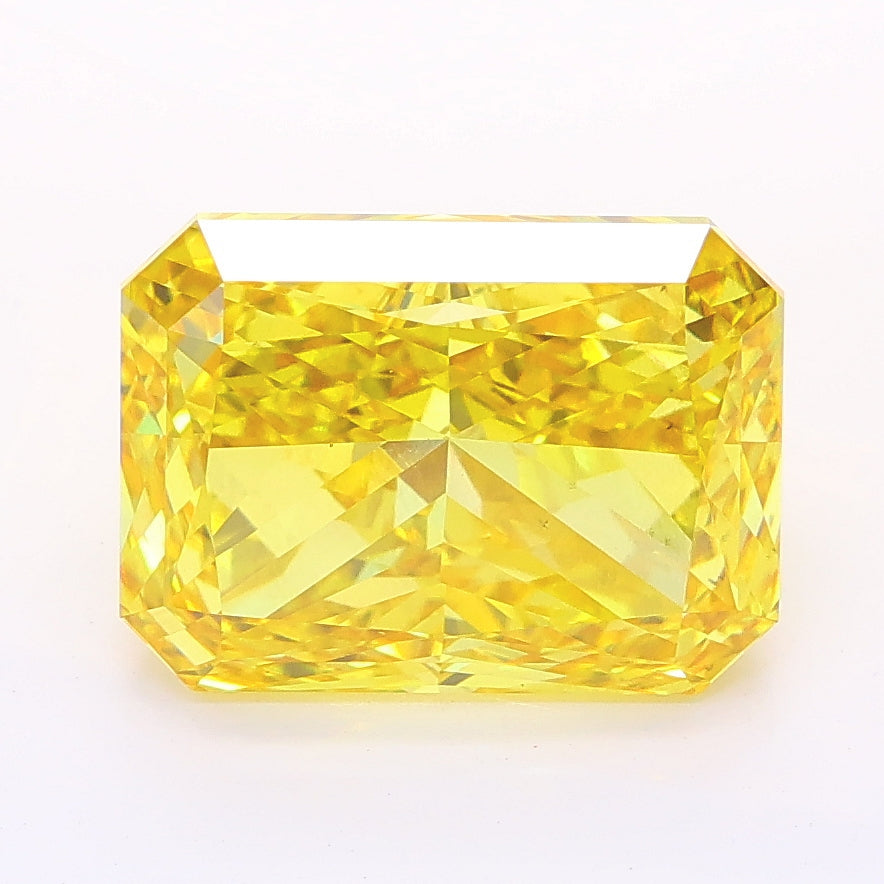 4.70 carat fancy vivid yellow radiant lab grown diamond VS2 clarity