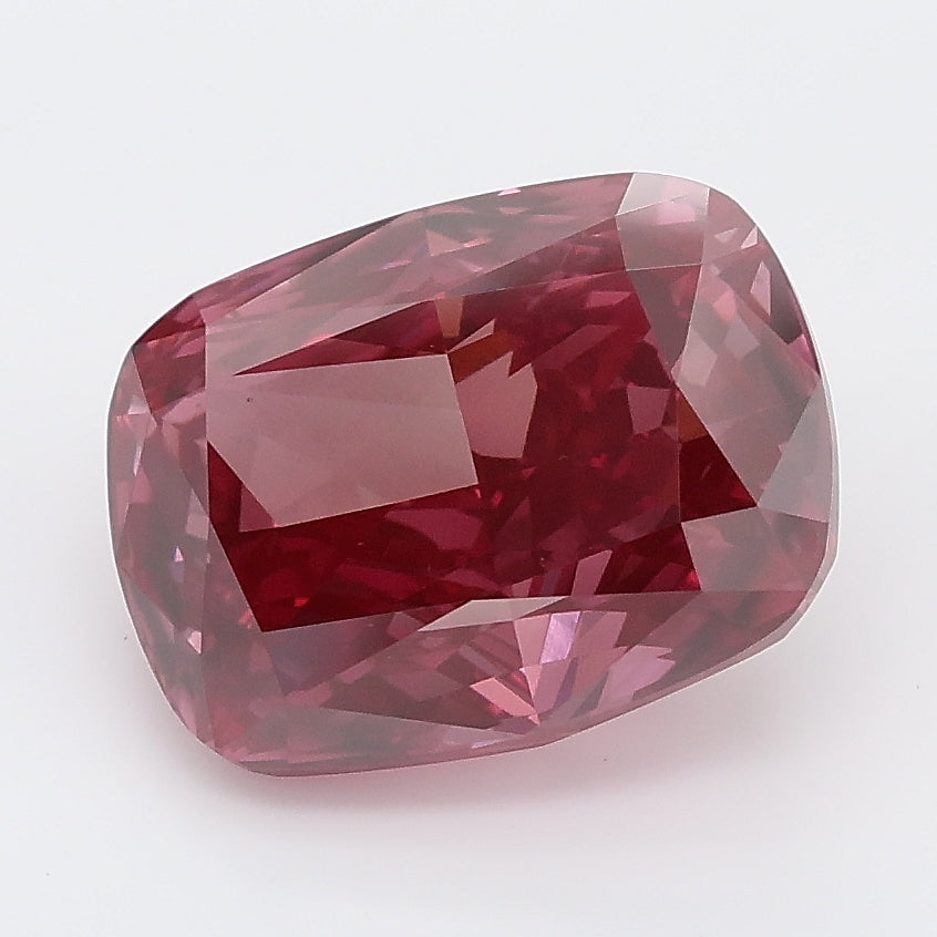 4.14 carat fancy vivid pink cushion lab grown diamond VS2 clarity