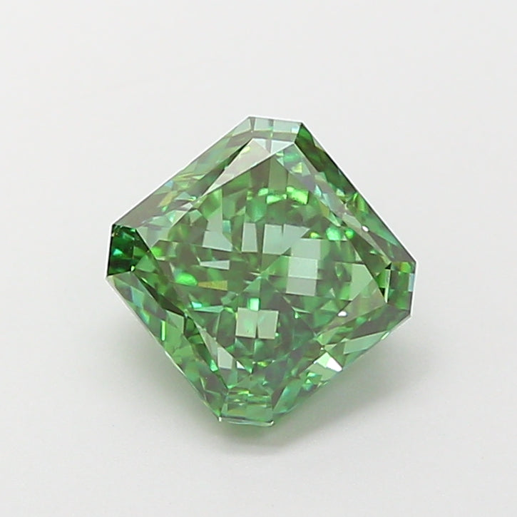 2.10 carat fancy vivid green radiant lab grown diamond VVS2 clarity
