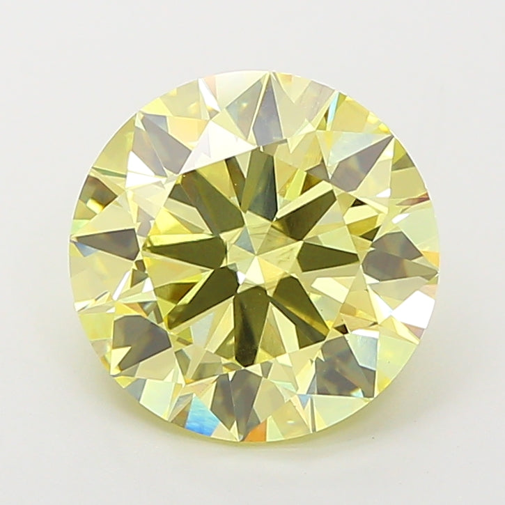 5.02 carat fancy intense yellow round lab grown diamond VS2 clarity