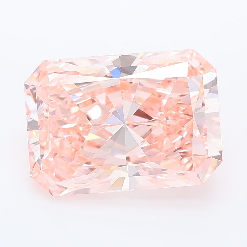 3.04 carat fancy vivid pink radiant lab grown diamond VVS2 clarity