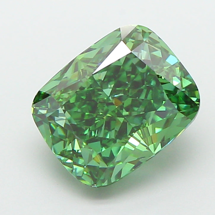 3.02 carat fancy vivid green cushion lab grown diamond VS1 clarity