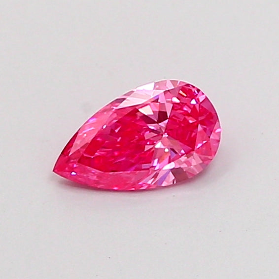 0.37 carat fancy vivid pink pear lab grown diamond VVS2 clarity
