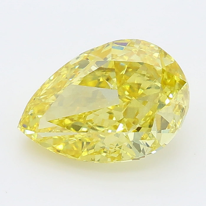 2.06 carat fancy vivid yellow pear lab grown diamond VS2 clarity