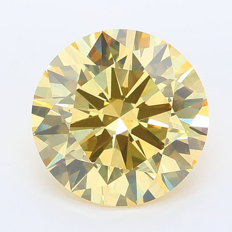 3.15 carat fancy intense yellow round lab grown diamond VS1 clarity