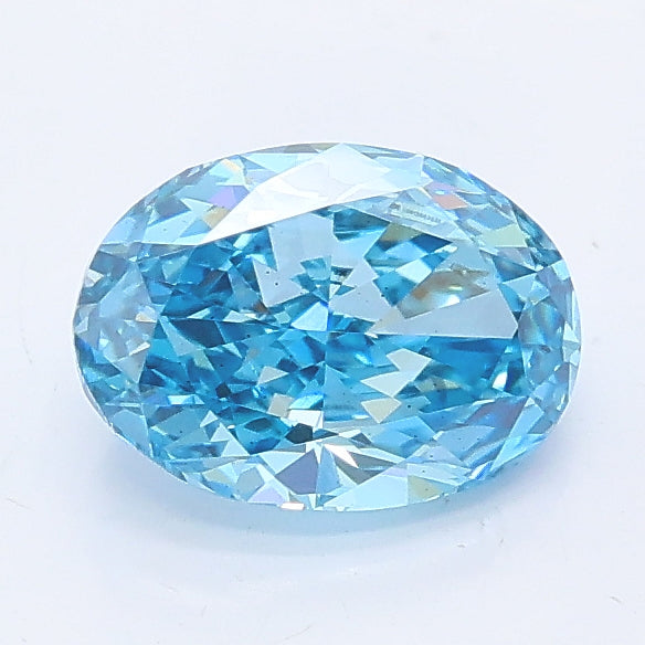 1.08 carat fancy vivid blue oval lab grown diamond VS2 clarity