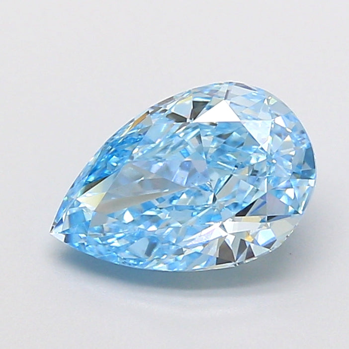 1.50 carat fancy vivid blue pear lab grown diamond VS1 clarity