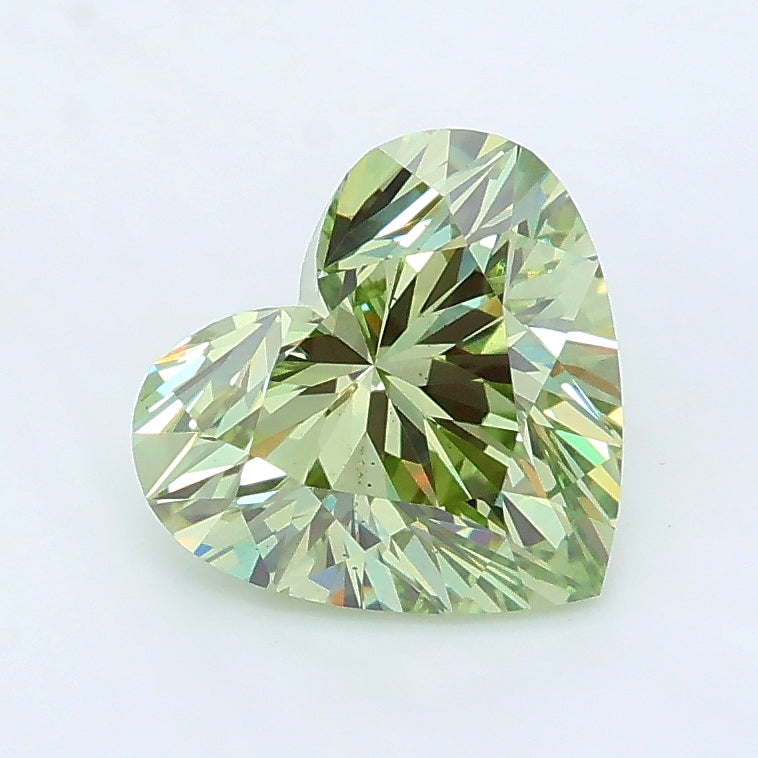 1.52 carat fancy intense green heart lab grown diamond VS2 clarity