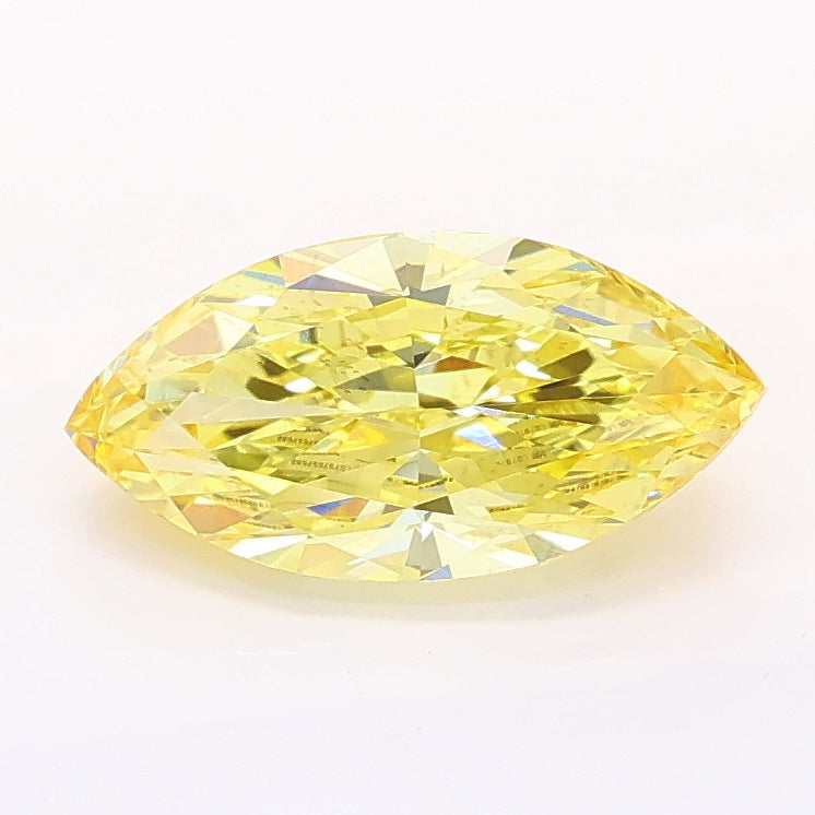 1.38 carat fancy intense yellow marquise lab grown diamond VS2 clarity