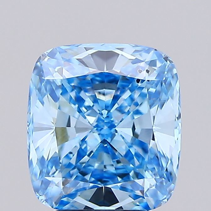 3.05 carat fancy vivid blue cushion lab grown diamond SI1 clarity
