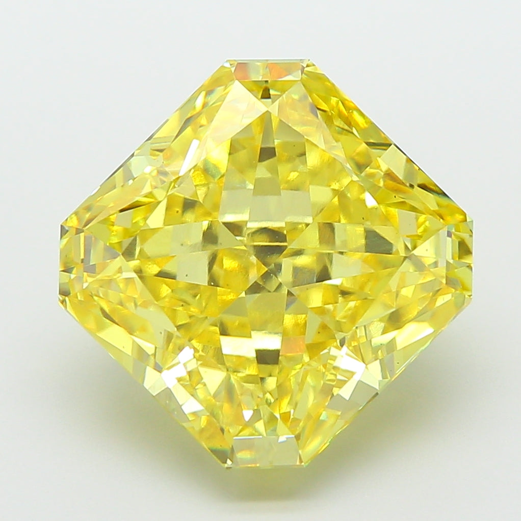 9.04 carat fancy vivid yellow radiant lab grown diamond VS2 clarity
