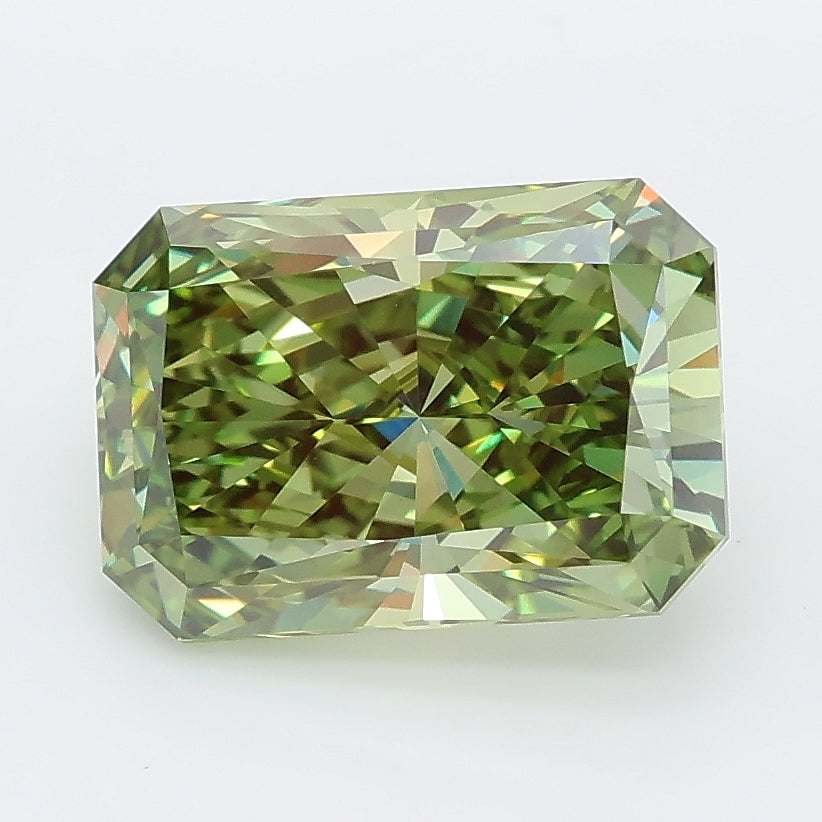 2.99 carat fancy vivid green radiant lab grown diamond VVS2 clarity