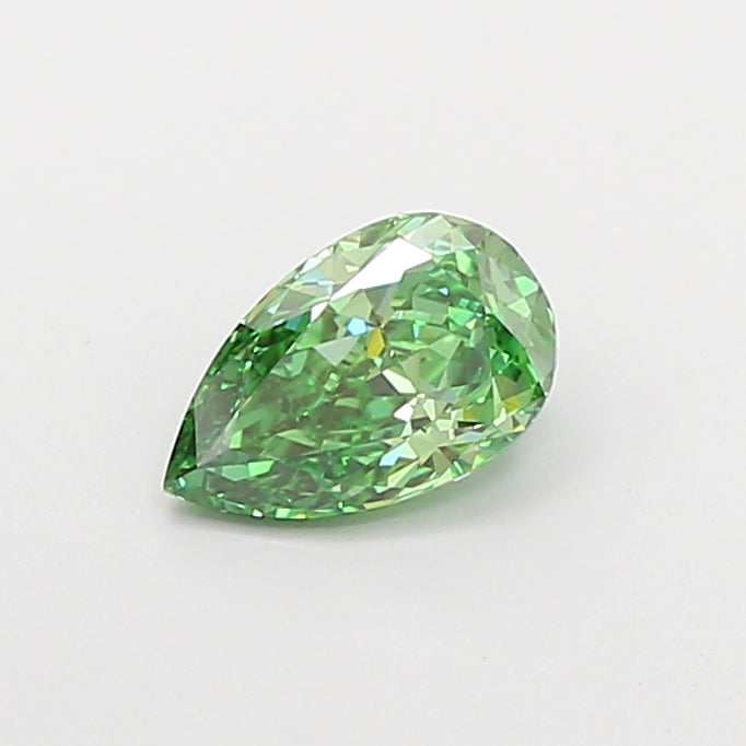 1.03 carat fancy vivid green pear lab grown diamond VVS2 clarity