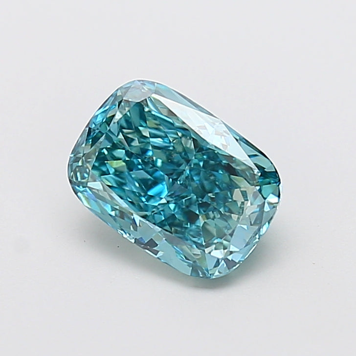 2.01 carat fancy vivid bluish green cushion lab grown diamond VS1 clarity