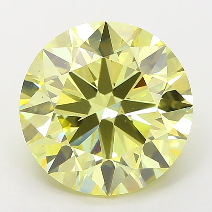 4.06 carat fancy intense yellow round lab grown diamond VS1 clarity