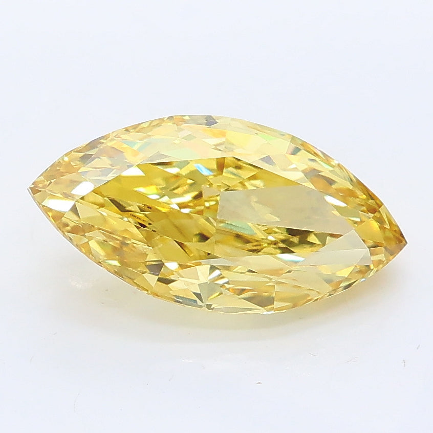 2.20 carat fancy intense yellow marquise lab grown diamond VS1 clarity