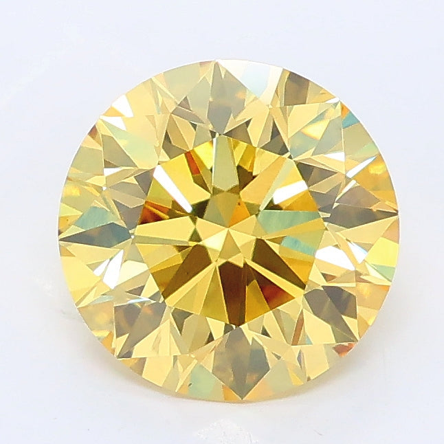 2.01 carat fancy intense yellow round lab grown diamond VS2 clarity