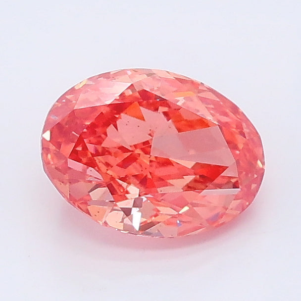 1.14 carat fancy vivid brownish pink oval lab grown diamond SI1 clarity